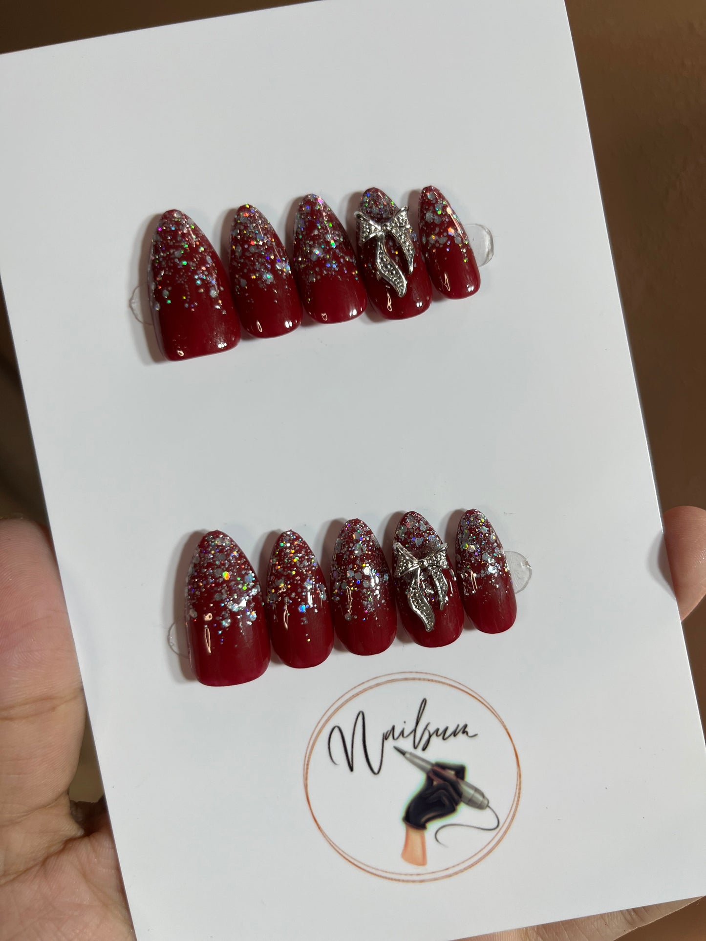 METALLIC BOW SET (RED) - Nailsum