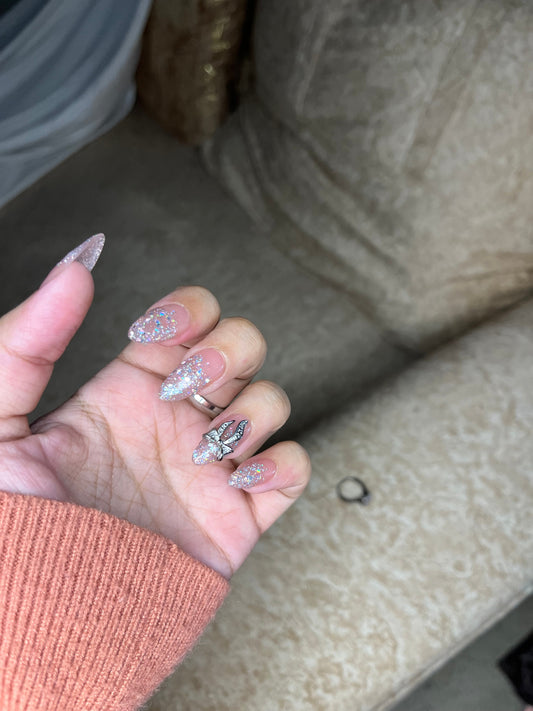 METALLIC BOW SET (Natural pink base) - Nailsum