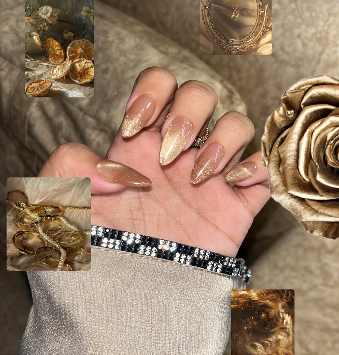 DULL GOLD CATEYE SET