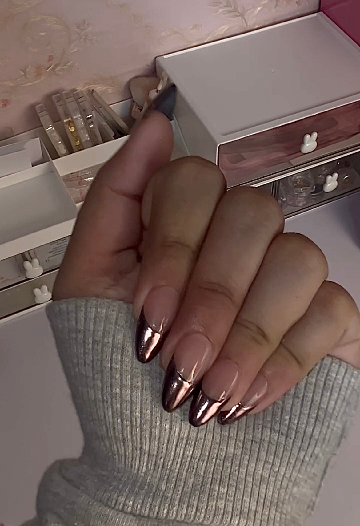 PINK CHROME MIRROR FRENCH SET - Nailsum