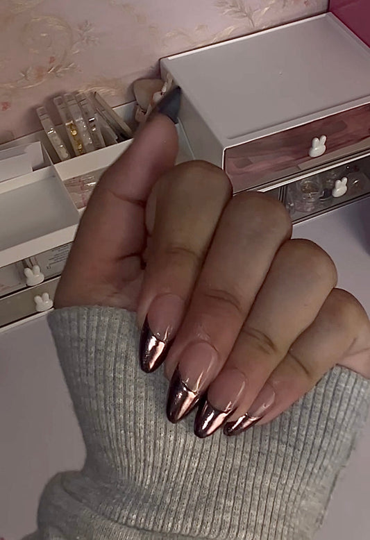 PINK CHROME MIRROR FRENCH SET - Nailsum