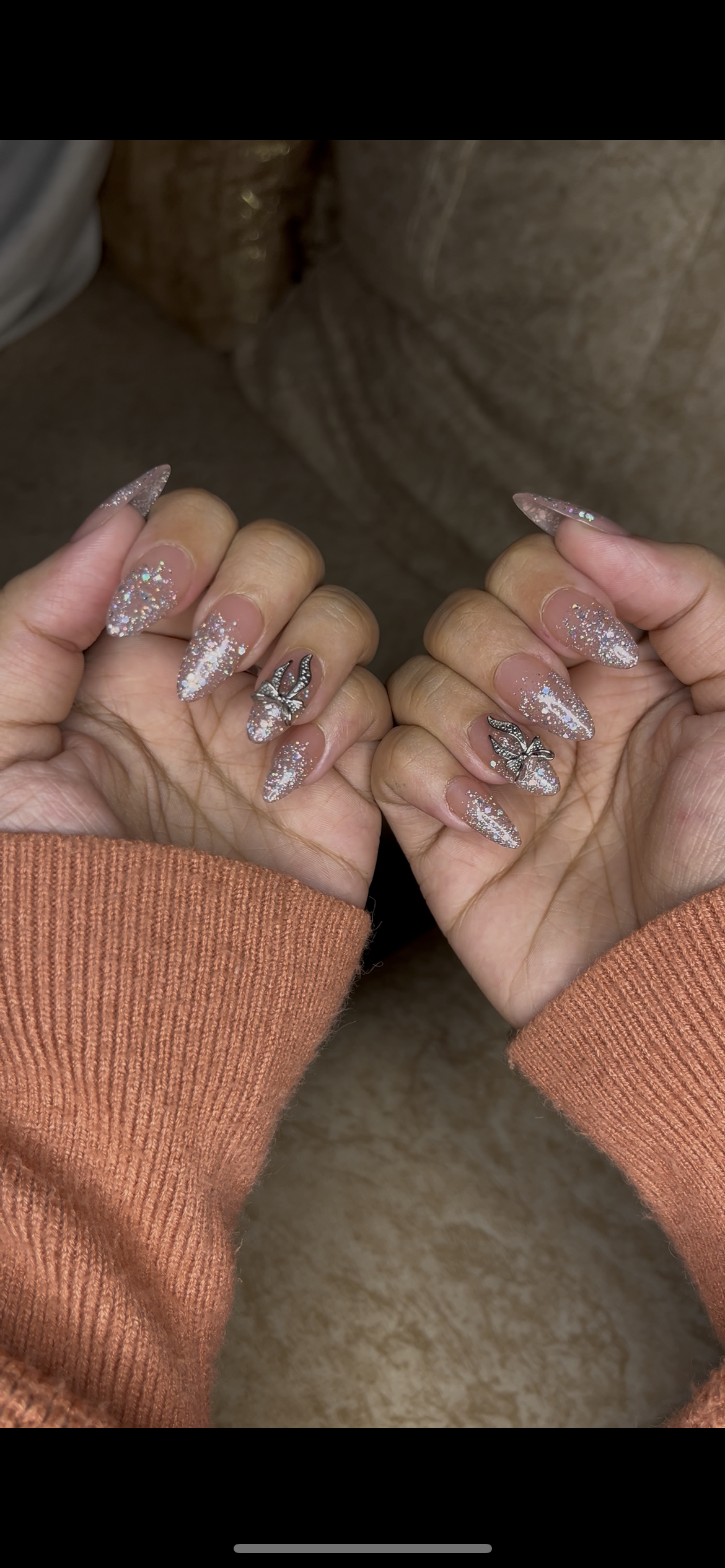 METALLIC BOW SET (Natural pink base) - Nailsum